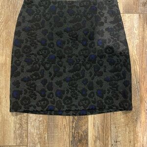 Ann Taylor Elegant Black and Blue Patterned Skirt